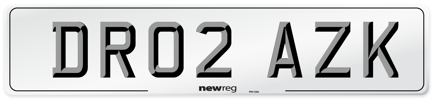 DR02 AZK Number Plate from New Reg